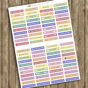 YEARLY HOLIDAY Planner Stickers for Erin Condren planners, Plum Paper planners, and more