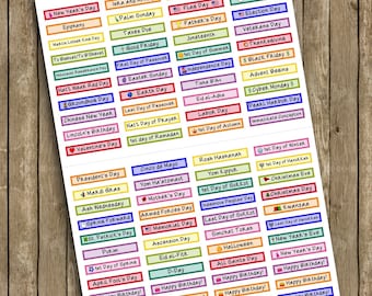 YEARLY HOLIDAY Planner Stickers for Erin Condren planners, Plum Paper planners, and more