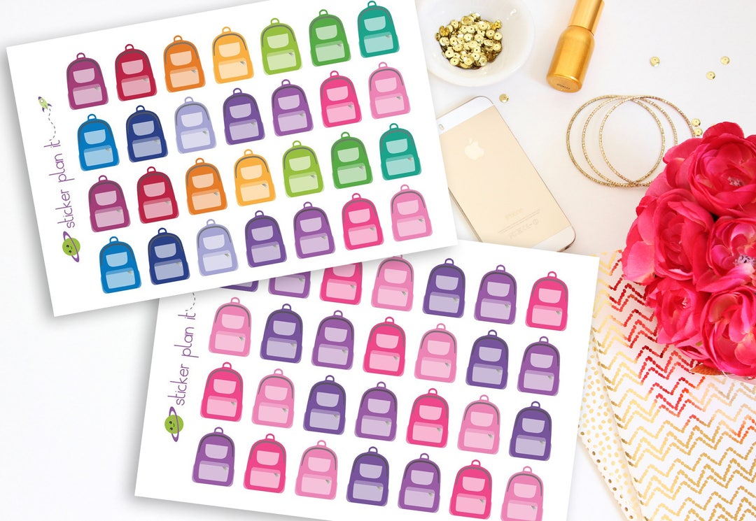 Backpack Planner Stickers for ECLP Erin Condren Life Planners, Plum ...