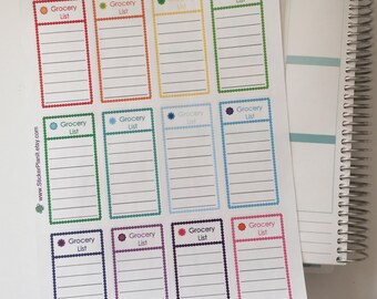 Grocery List Planner Stickers: Sheet of 12