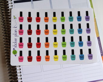 Nail Polish Planner Stickers, Large: Sheet of 36