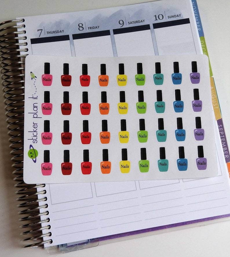 Nail Polish Manicure or Pedicure Planner Stickers LARGE for Etsy
