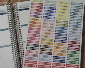 SCHOOL YEAR header stickers for Erin Condren Life Planners or Plum Paper Planners