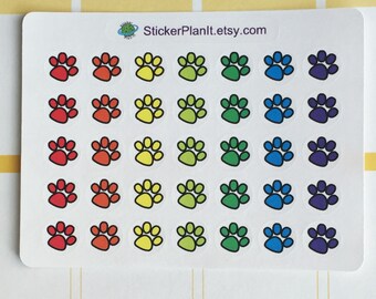 Paw Print Vet and Grooming Planner Stickers: Sheet of 35