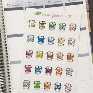 Camping Van Road Trip Planner Stickers Set of 25, Perfect for the Erin Condren or Plum Paper Planner image 2