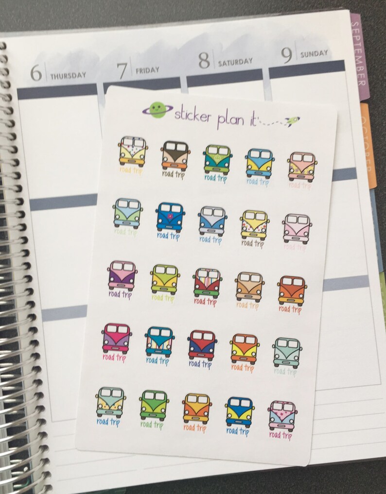 Camping Van Road Trip Planner Stickers Set of 25, Perfect for the Erin Condren or Plum Paper Planner image 2