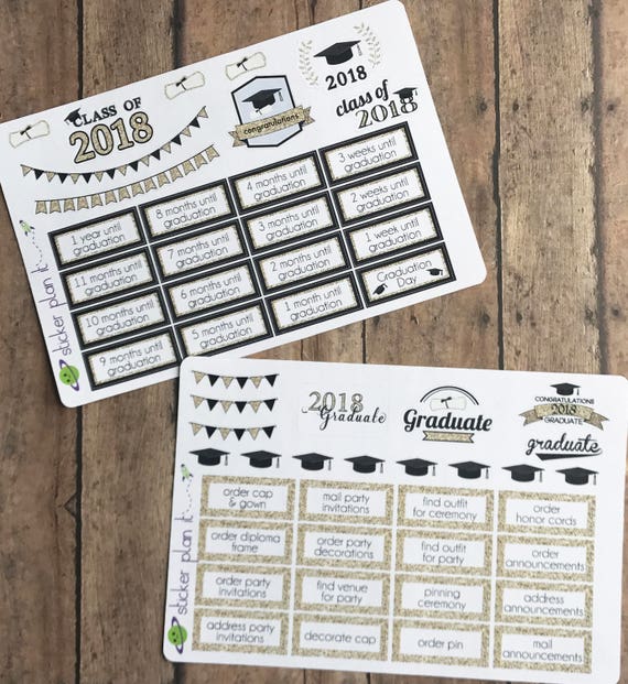 graduation planner and countdown stickers two sheet set of etsy graduation planner