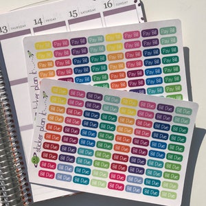 Pay Bill / Bill Due / Pay Day Planner Stickers for ECLP Erin Condren Life Planners, Plum Paper Planners, and others!