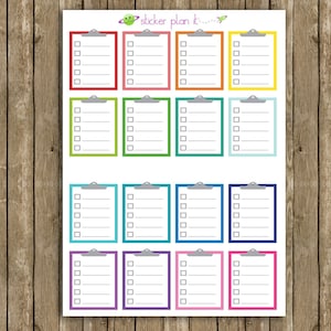 Sticker Chart Checkboxes CLIPBOARD CHECKLIST Planner Stickers - Etsy