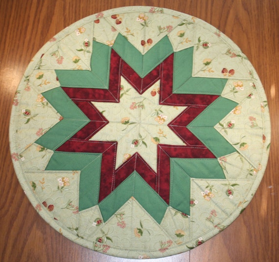 Items similar to Small Floral Print 18", Table Topper, Quilted Table