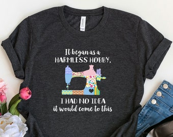 Harmless Hobby Tee | Funny Quilting Shirt | Quilter Gift | Piecemaker Fabricologist Quilting Gift Sewing Quilting Club Patchwork Retreat
