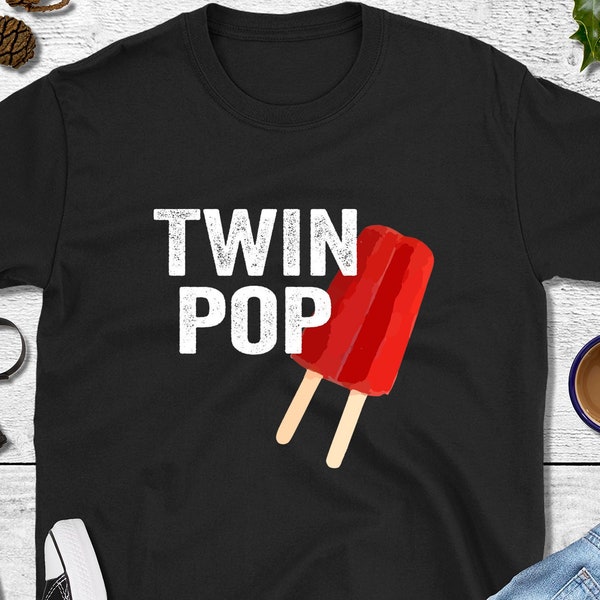 Twin Pop TShirt For Dad Grandpa Papa Pops Of Twins | Pop Grandpop Dad Of Twins Tee | Baby Shower Twins Gift For Dad | Twins Annoucement Tee