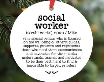 Social Worker Christmas Ornament PERSONALIZED | Social Worker Definition Dictionary Gift | Personalized Gift | Holiday Gift For Counselor