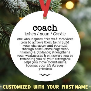 Coach Christmas Ornament PERSONALIZED Name 2023 | Xmas Gift For Sports Team Athletic Life Coach | Dictionary Definition Present Thank You