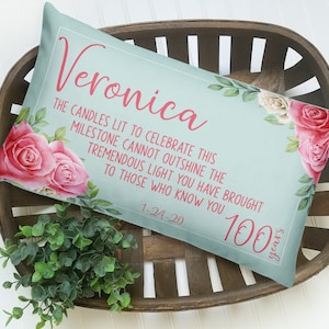 Custom Name Birthday Pillow Flower, Personalized Milestone 100th Birthday Gift, 20x12 Rectangle Pillow, Born In 1920, 100 Years Old Gift