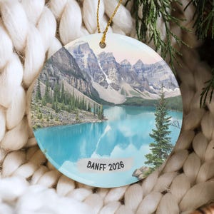 Banff Christmas Ornament 2026 Moraine Lake Alberta Canada Personalized Travel Keepsake Gift Rocky Mountains Art Decor Banff Ornament Xmas image 6