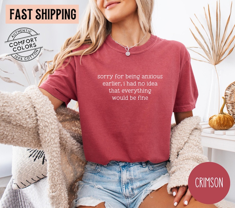 Anxiety Humor Shirt Sorry for Being Anxious TShirt Funny Mental Health Shirt Sarcastic Humor Graphic Tee Anxiety Quote T-Shirt ADHD Tee bild 5