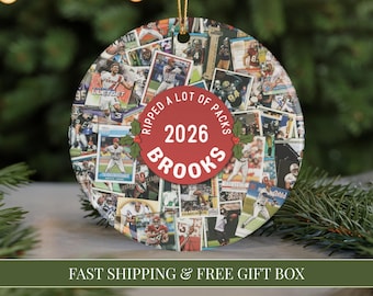 Sports Card Collector Ornament Xmas Gifts for Men Trading Card Collecting Personalized Christmas Ornament 2026 Baseball Football Dad Husband