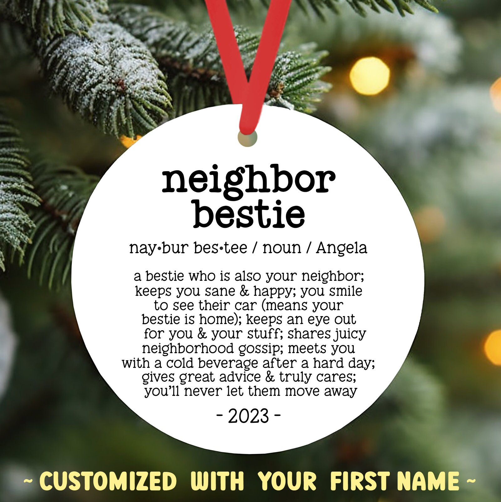 Merry Christmas Neighbor Family Ornament 2023, Personalized Neighbor  Christmas Ornament, Custom Good Friends Neighbor Keepsake, Best Friend Xmas