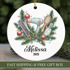 christmas gift ideas for hair dresser Santas Favorite Hairstylist Christmas Ornament, Hairdresser Appreciation Gift Idea