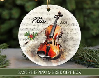 Personalized Violin Ornament 2025 Music Student Christmas Gift Orchestra Player Ornament Violinist Band Music Teacher Gift Xmas