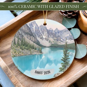 Banff Christmas Ornament 2026 Moraine Lake Alberta Canada Personalized Travel Keepsake Gift Rocky Mountains Art Decor Banff Ornament Xmas image 11