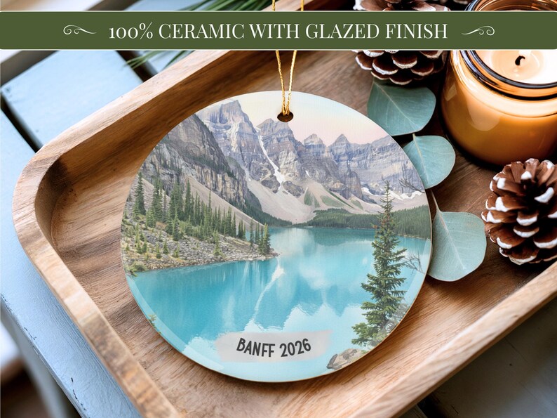 Banff Christmas Ornament 2026 Moraine Lake Alberta Canada Personalized Travel Keepsake Gift Rocky Mountains Art Decor Banff Ornament Xmas image 11