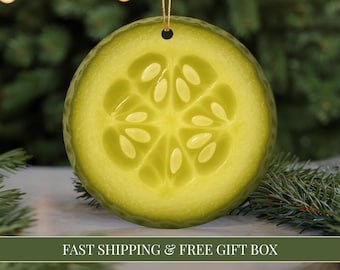 Pickle Ornament 2026 Realistic Dill Pickle Slice Christmas Ornament Funny Food Ornament Xmas Gift for Pickle Lovers Holiday Foodie Gift