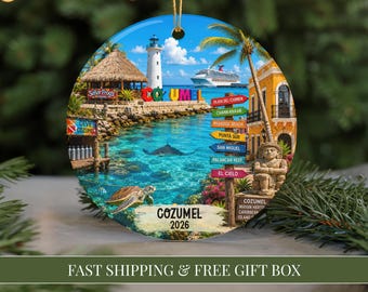 Cozumel Mexico Christmas Ornament 2026 Cozumel Cruise Souvenir Cozumel Vacation Keepsake Caribbean Travel Ornament Mexico Beach Trip Gift