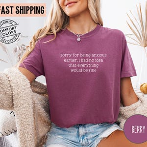 Anxiety Humor Shirt Sorry for Being Anxious TShirt Funny Mental Health Shirt Sarcastic Humor Graphic Tee Anxiety Quote T-Shirt ADHD Tee bild 3