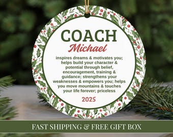 Coach Christmas Ornament Personalized Name 2025 Xmas Gift For Coach Sports Team Athletic Life Coach Ornament Definition Thank You