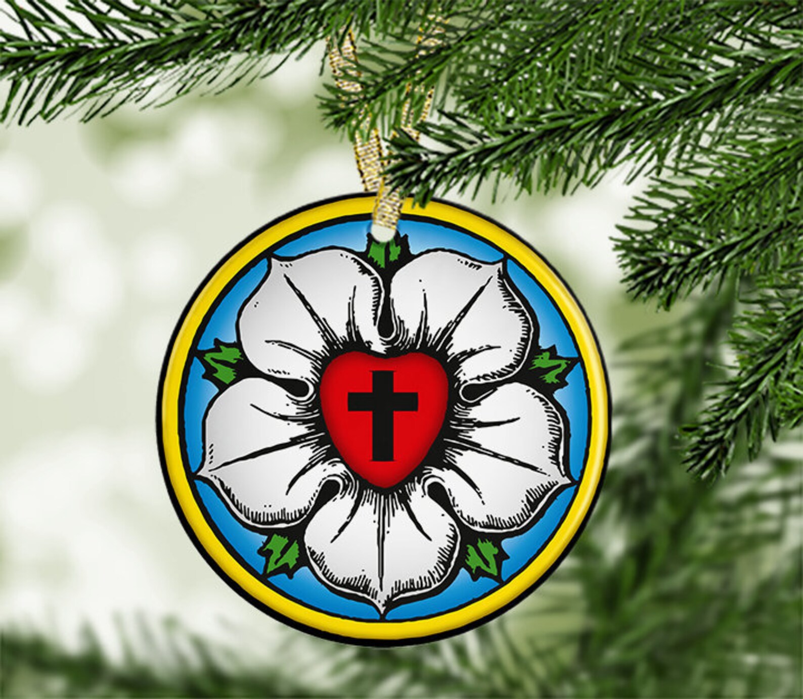 Lutheran Christmas Ornament Martin Luther Rose Xmas Ornament Etsy