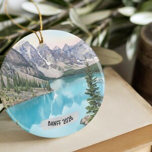 Banff Christmas Ornament 2026 Moraine Lake Alberta Canada Personalized Travel Keepsake Gift Rocky Mountains Art Decor Banff Ornament Xmas image 3