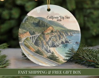 California Ornament 2026 Big Sur Christmas Ornament Golden State Gift Watercolor California Gift Xmas Ornament West Coast Vacation Souvenir
