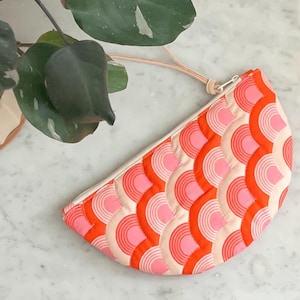 Quilted Half Moon Pouch, makeup bag, cosmetic pouch