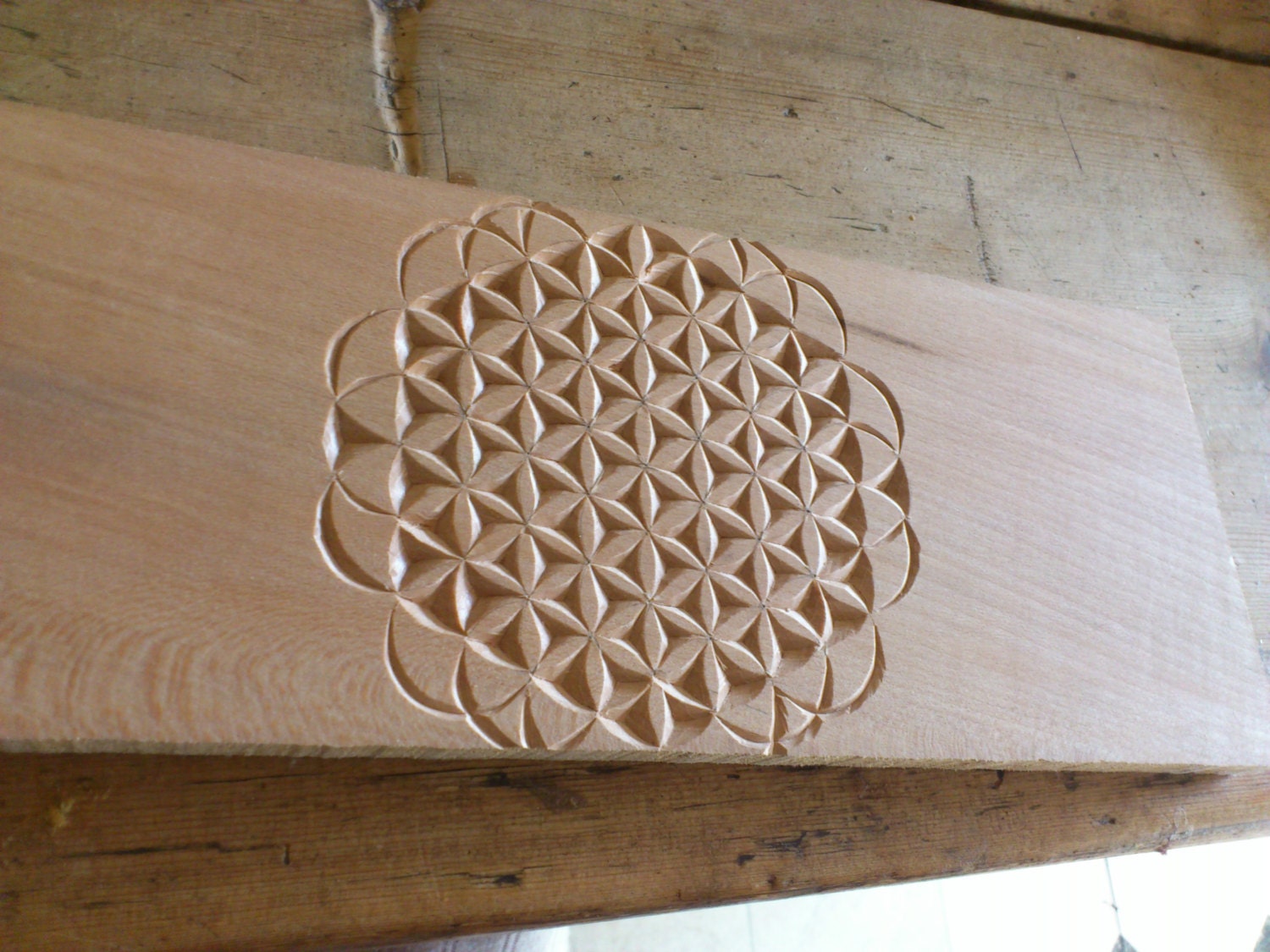 Wood carving using sacred geometry flower of life created Etsy