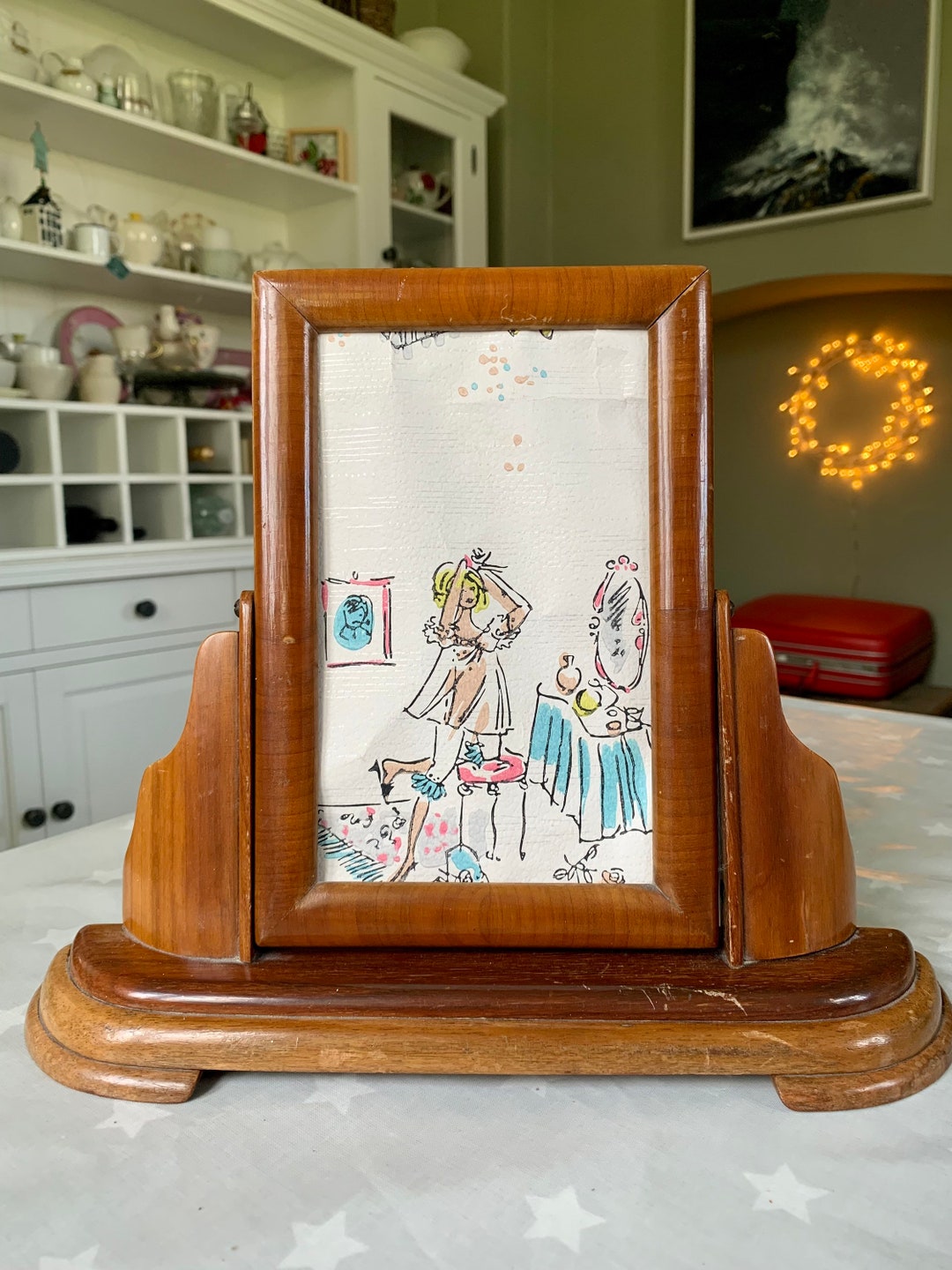 Vintage Wooden Swivel Picture Frame, Mantelpiece Etsy