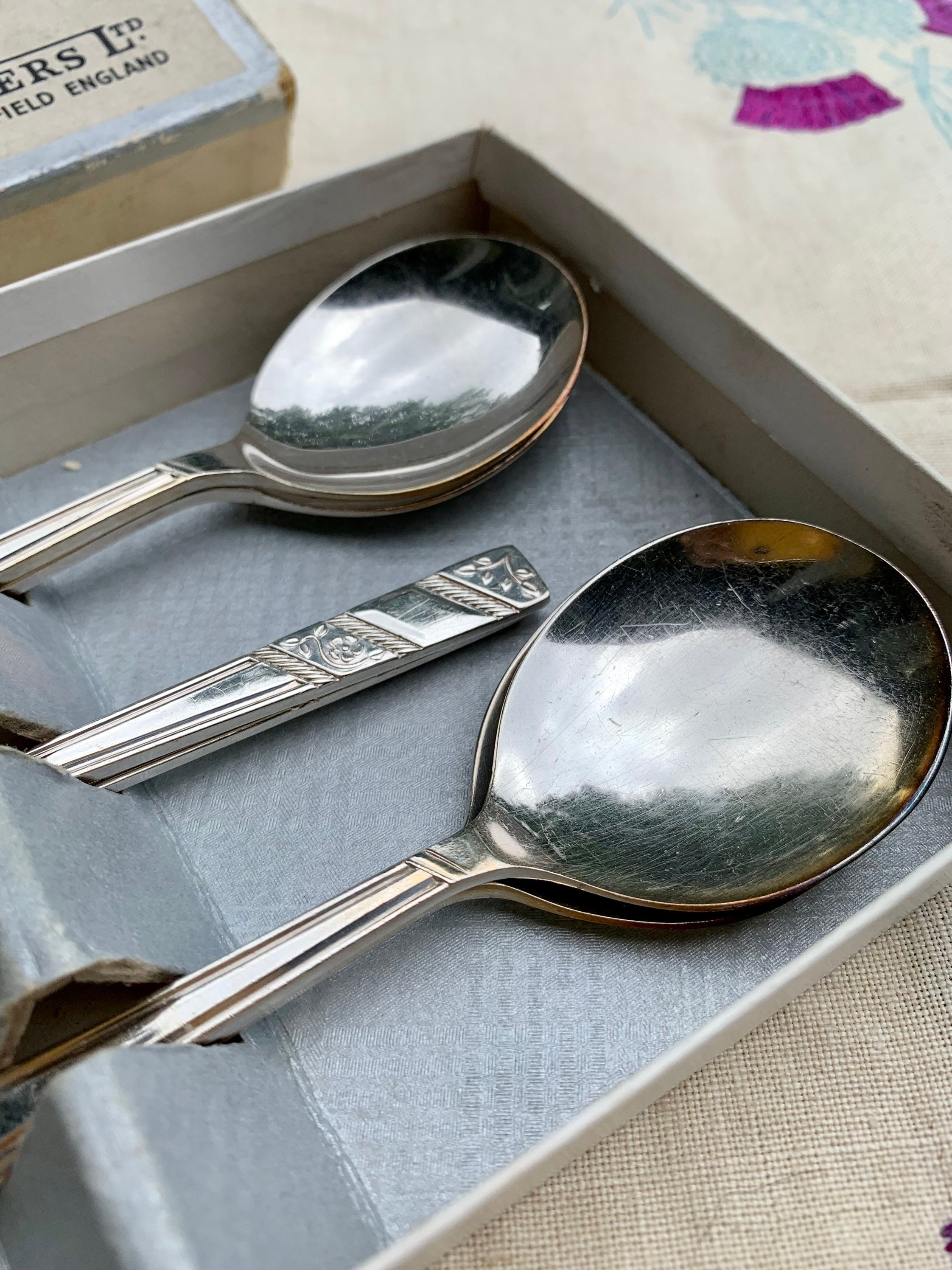 Set of 6 Vintage Viners Silver Rose Dessert Spoons in Original Etsy