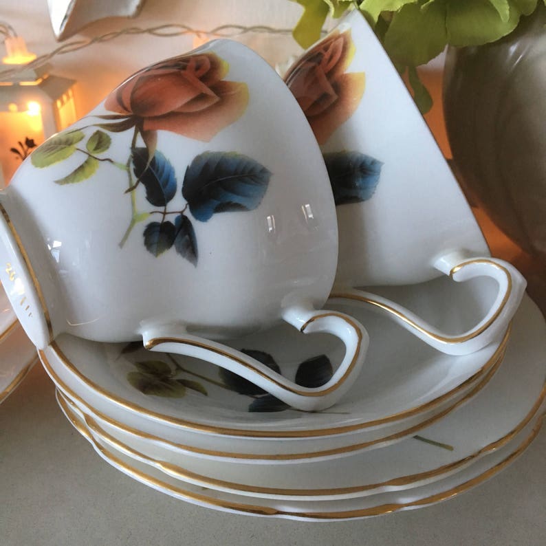 Vintage Windsor Bone China Teacup, Saucer, Side Plate with Roses, 2 Available image 8