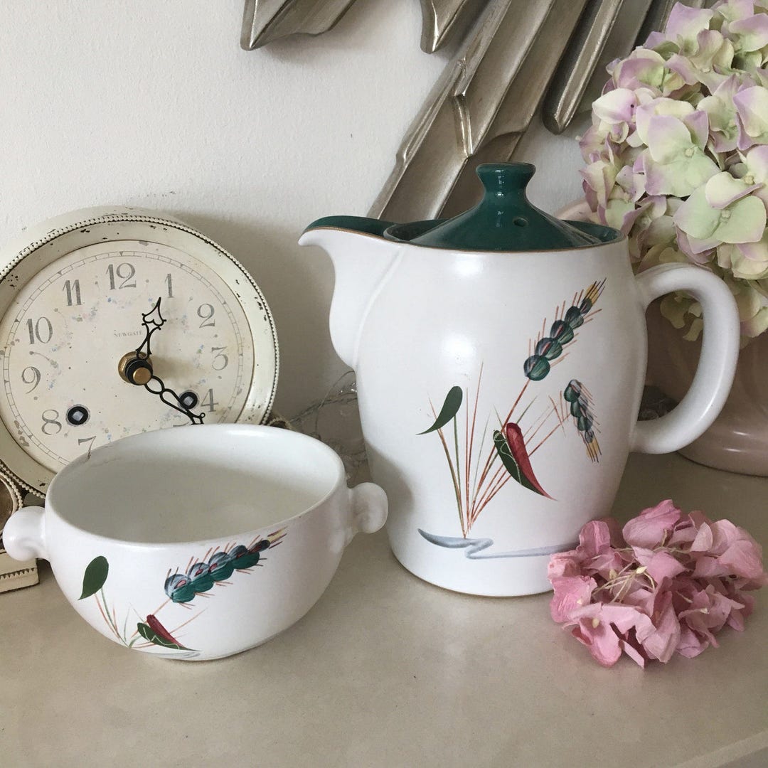 Vintage Denby 'greenwheat' Teapot and Sugar Bowl Etsy Denmark