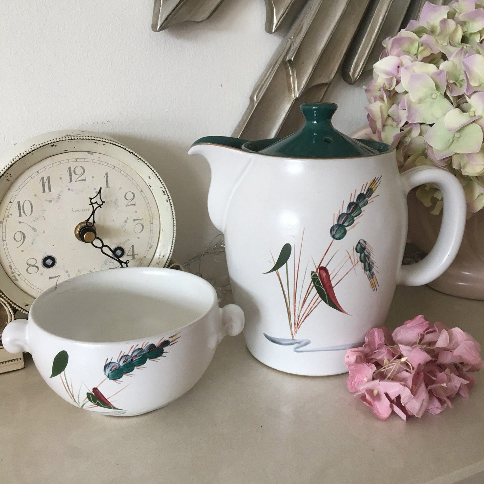 Vintage Denby 'greenwheat' Teapot and Sugar Bowl Etsy Denmark