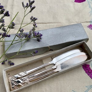 Set of 3 Vintage Viners Silver Rose Dessert Knives