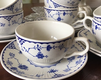 Vintage Masons 'Denmark' Teacups and Saucers, 3 available