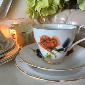 Vintage Windsor Bone China Teacup, Saucer, Side Plate with Roses, 2 Available image 4