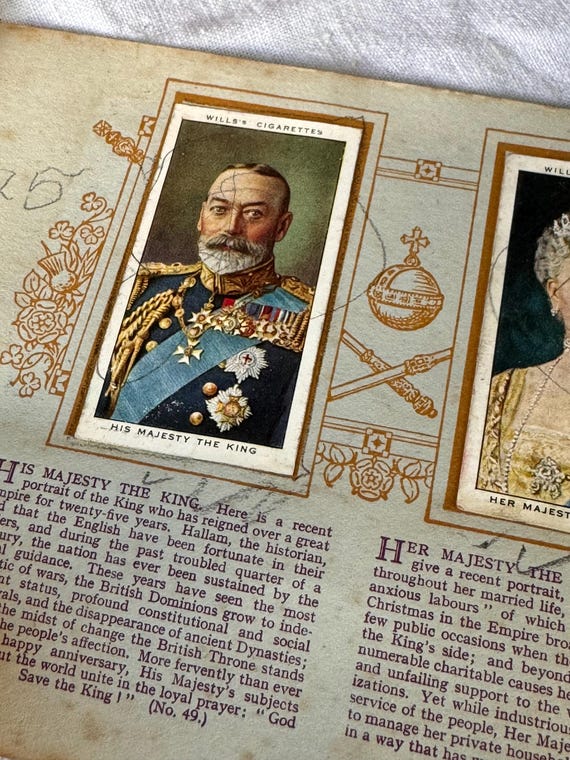 the reign of king george v cigarette cards Vintage Complete Book of Wills Cigarette Cards, Reign of King George V