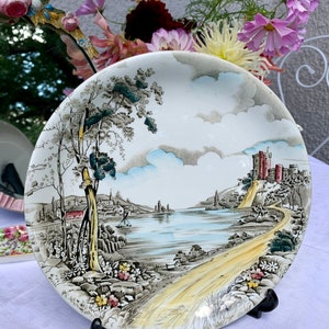 Vintage britische Anker &#39;Alton&#39; Ess- / Kuchenteller, Seeseite, Schlossszene