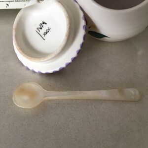 Vintage Poole Pottery Mustard Pot, with Tiny Shell Spoon image 6