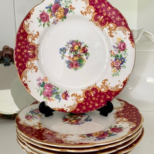 Vintage Paragon Rockingham Red Side Plates, 6 Available