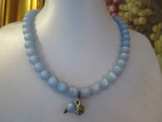 Gorgeous Vintage Pale Blue Lucite moonglow beaded… - image 7