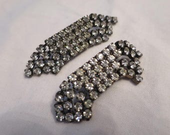 Fabulous Vintage Pair of Art Deco Rhinestone Dress Clips / Brooch (415)